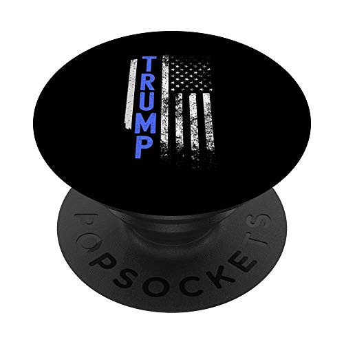 Trump 2024 Thin Blue Line Distressed America USA Police Flag PopSockets PopGrip- Swappable Grip for Phones  and  Tablets