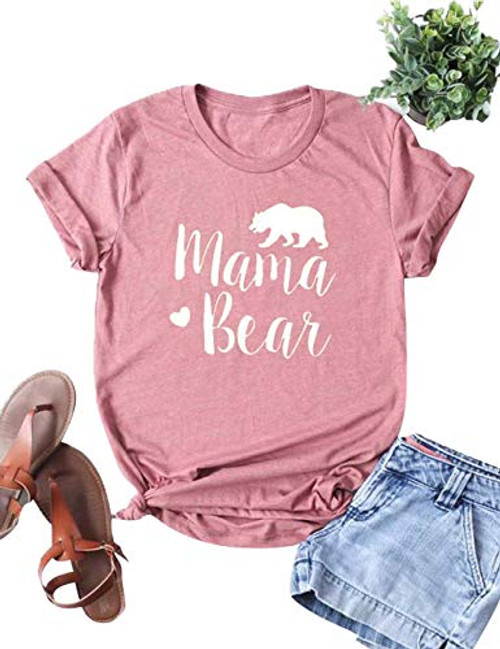 Vaise Womens Mama Bear Shirt Casual Long Sleeve and Short Sleeve Mom Shirt Summer Vacation Shirts Tops Graphics Tees -S Z-Tshirt-Pink- Vaise Womens Mama Bear Shirt Casual Long Sleeve and Short Sleeve Mom Shirt Summer Vacation Shirts Tops Graphics Tees -S Z-Tshirt-Pink-