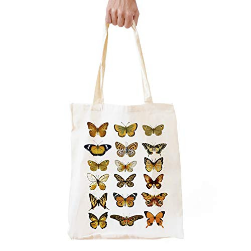 Cute Butterfly Theme Natural Cotton Reusable Tote Bag - Funny Butterfly Print Eco-Friendly Cotton Tote Bag School-Shopping-Shoulder Bag Gifts for Girls-Women-Men-Friends Cute Butterfly Theme Natural Cotton Reusable Tote Bag - Funny Butterfly Print Eco-Friendly Cotton Tote Bag School-Shopping-Shoulder Bag Gifts for Girls-Women-Men-Friends
