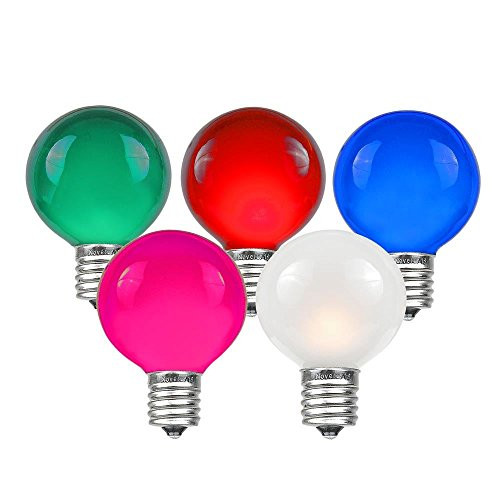 Novelty Lights 25 Pack G50 Outdoor Patio Globe Replacement Bulbs, Multi, E17/C9 Base, 7 Watt