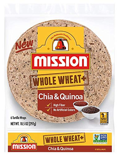 Mission Whole Wheat plus Chia and Quinoa Tortilla Wraps Whole Grain High Fiber Trans Fat Free - 2 Packs Mission Whole Wheat plus Chia and Quinoa Tortilla Wraps Whole Grain High Fiber Trans Fat Free - 2 Packs