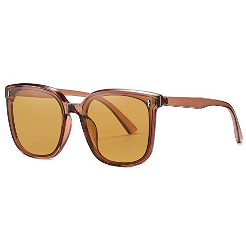 Retro Oversized Square Sunglasses for Women Trendy Classic Style Sun Glasses UV400 Protection Brown