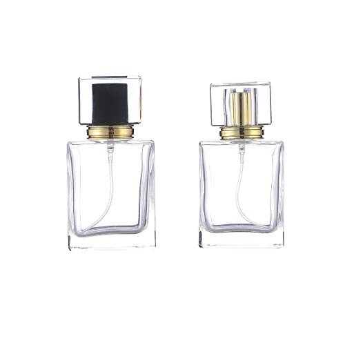 Refillable Clear Glass Perfume Atomizer Bottle 50ML High-Grade Empty Glass Spray Perfume Bottle 2Pack