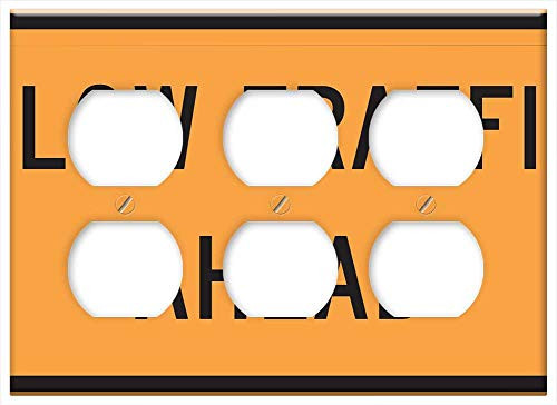 Triple Duplex Outlet Wall Plate Cover - Car Ahead Traffic Road Information Warning