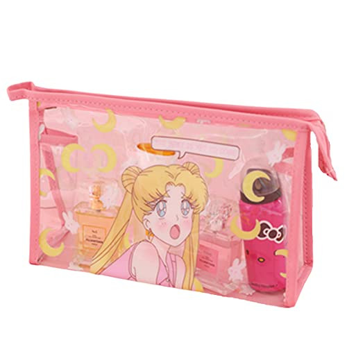 Sailor Moon Cosmetic Makeup Pouch Transparent Waterproof Zipper Toiletry Travel Bag -Shy-