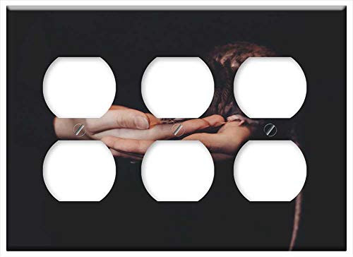 Triple Duplex Outlet Wall Plate Cover - Dark Rat Mouse Animal Hand