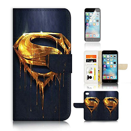 ( For iPhone 6 Plus 5.5' / iPhone 6S Plus 5.5') Flip Wallet Case Cover and Screen Protector Bundle A20093 Superman Super Hero