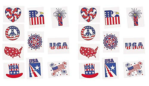 Glitter Patriotic Temporary Tattoos (6 dz) 2pack