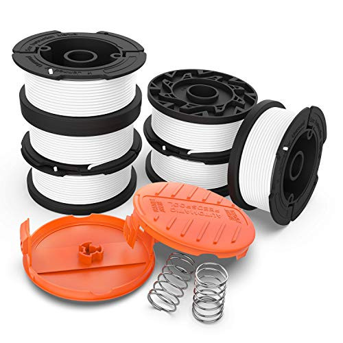 yoelike Line String Trimmer Replacement Spool 30ft 0.065" Autofeed Weed Eater String Compatible with Black plusDecker String Trimmers-6 Spool 2 Trimmer Cap 2 Spring-