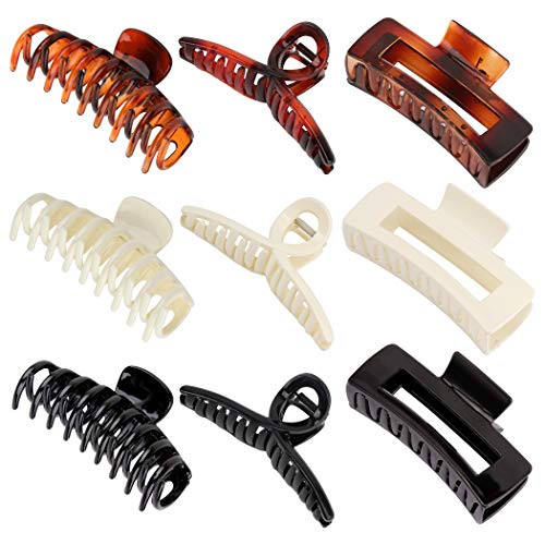 Canitor 9 PCS Hair Claw Clips 4.3'' Large Hair Clips for Women Hair Clips for Thick Hair Acrylic Rectangular Banana Claw Clips Jaw Clips Non-slip Hair Clips -Black White Amber- Canitor 9 PCS Hair Claw Clips 4.3'' Large Hair Clips for Women Hair Clips for Thick Hair Acrylic Rectangular Banana Claw Clips Jaw Clips Non-slip Hair Clips -Black White Amber-