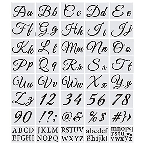 40pcs Alphabet Letter Stencils Reusable Plastic Templates for Art Drawing Painting Craft DIY Writing on Chalkboard Drawing Stencils