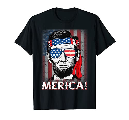 4th Of July Lincoln Abraham Merica American Flag Boys Girls T-Shirt
