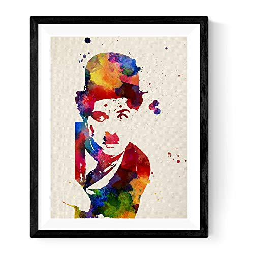 Nacnic Charlie Chaplin Poster. Print of Charlie Chaplin in Watercolor Style and Size 11''x17''