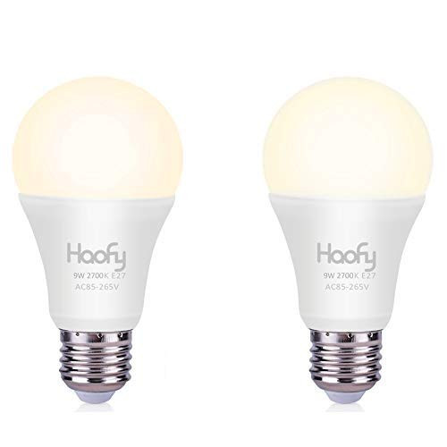 Haofy Dusk to Dawn Light Bulb Smart Sensor LED Bulb Built-in Photosensor Detection with Auto Switch Outdoor-Indoor Lamp for Porch Patio Garage Basement Hallway-9W - 2 Pack-