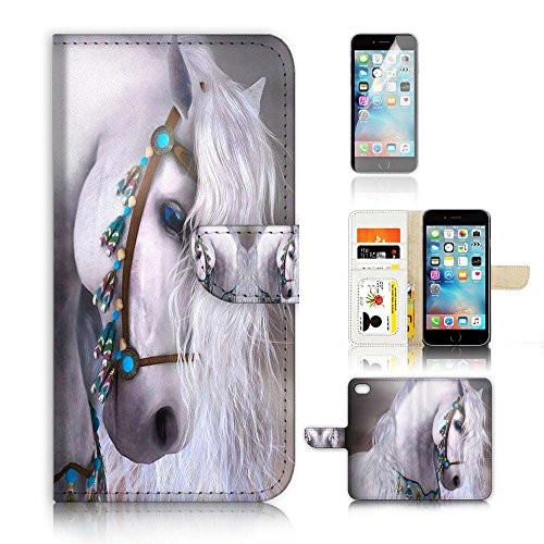 ( For iPhone 6 Plus 5.5' / iPhone 6S Plus 5.5') Flip Wallet Case Cover and Screen Protector Bundle A20470 Princess Horse