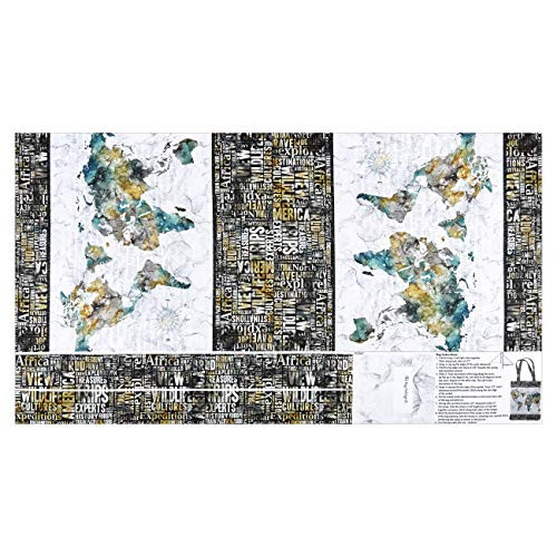 Northcott Fabrics Northcott Journey Bag 24'' Panel Fabric White Multi