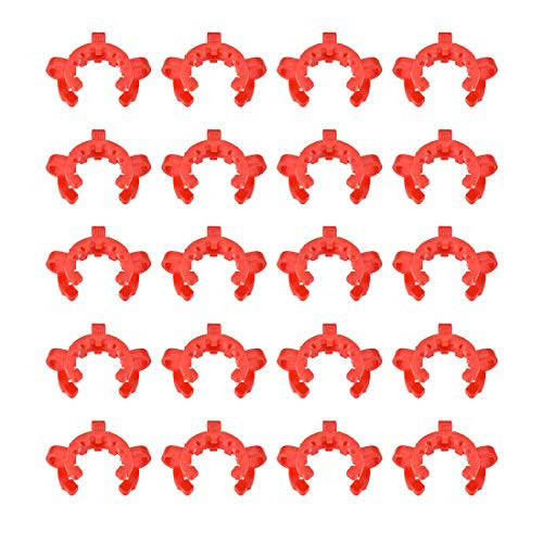 uxcell Lab Joint Clip Plastic Clamp Mounting Clips for 29-26 or 29-42 Glass Taper Joints Laboratory Connector Red 20Pcs