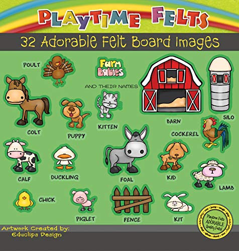 Playtime Felts Farm Babies and Their Names - Fun Flannel Board Story Set with 32 Pieces and Story Script