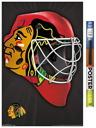 Trends International NHL Chicago Blackhawks - Mask 16 Wall Poster 22.375" x 34" Poster  and  Clip Bundle