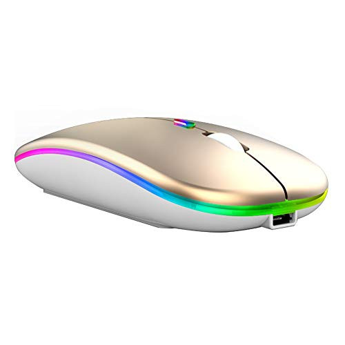 wpOP59NE Mouse 2.4G Wireless Bluetooth LED Mice USB Ergonomic Gaming Mouse for Laptop Computer Golden 2.4G Lighting