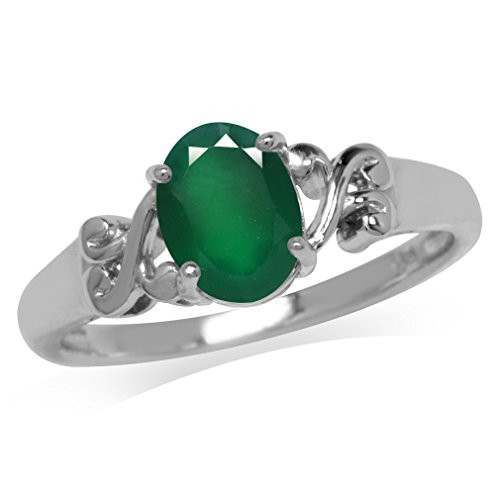 Silvershake 1.12ct. Natural Emerald Green Agate 925 Sterling Silver Victorian Style Solitaire Ring Size 9 Silvershake 1.12ct. Natural Emerald Green Agate 925 Sterling Silver Victorian Style Solitaire Ring Size 9