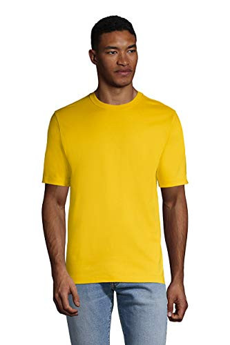Lands' End Mens Short Sleeve Super-T Tee Sunset Yellow Regular Large