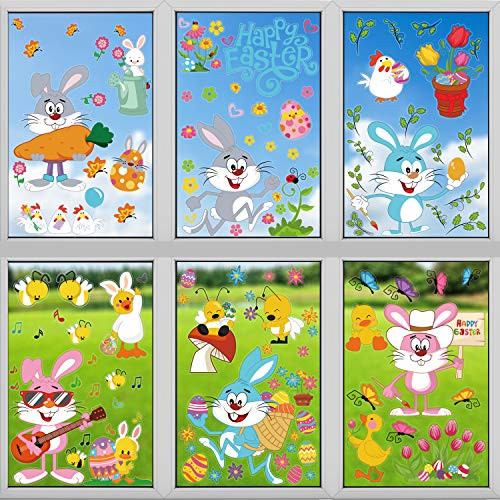 LOKIPA Easter Window Clings Easter Window Decals Stickers for Easter Decorations