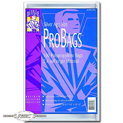 Comic Defense System Silver Age Comic Book ProBags Polypropylene Bags 7-1/8" x 10 1/2" Plus 1 1/2" Flap