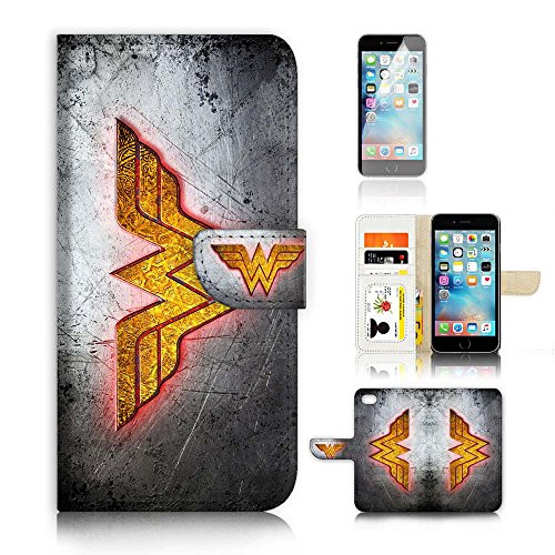 ( For iPhone 7 Plus ) Flip Wallet Case Cover and Screen Protector Bundle A6351 Wonder Woman