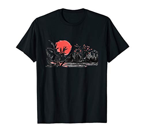 BAMBOO  and  SAKURA CHERRY BLOSSOM FLOWERS ON MOUNT FUJI JAPAN T-Shirt