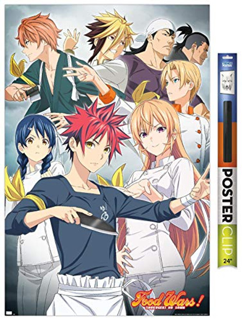 Trends International Food Wars-Key Art Wall Poster 22.375" x 34" Poster  and  Clip Bundle