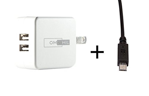 OMNIHIL 2-Port USB Charger & Micro-USB Cord Compatible with Teka TEKA012-0502000UK