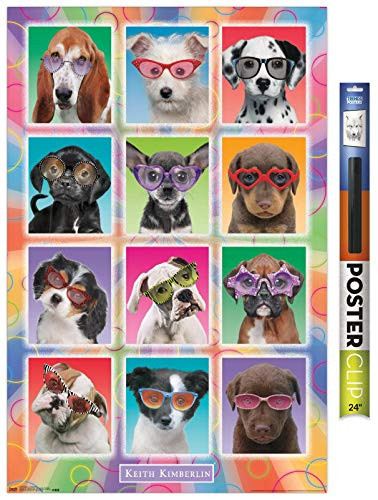 Trends International Keith Kimberlin - Puppies - Sunglasses Wall Poster 22.375" x 34" Poster  and  Clip Bundle