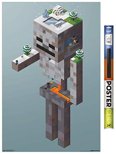 Trends International Minecraft - Skeleton Tundra Wall Poster 22.375" x 34" Poster  and  Clip Bundle