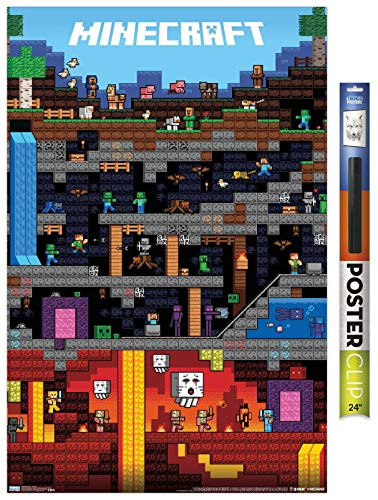 Trends International Minecraft - Worldly Wall Poster 22.375" x 34" Poster  and  Clip Bundle