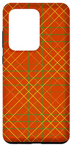 Galaxy S20 Ultra Green Orange  and  Yellow Plaid Pattern Gingham Checkered Gift Case