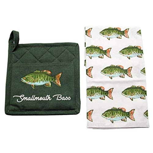 DEI Bass Dish towel and pot holder 2 piece Set Mulitcolor