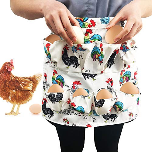 Egg Apron with 8 Deep Pockets Chicken Egg Collecting Apron for Fresh Eggs Gathering Holding Aprons for Kids -Kids-
