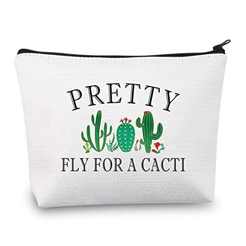 PXTIDY Plant Gifts Cactus Gifts for Women Cosmetic Bag Pretty Fly For A Cacti Makeup Bag Succulent Plant Gifts Purse Bag Cacti Tote Bag Gifts -white- PXTIDY Plant Gifts Cactus Gifts for Women Cosmetic Bag Pretty Fly For A Cacti Makeup Bag Succulent Plant Gifts Purse Bag Cacti Tote Bag Gifts -white-