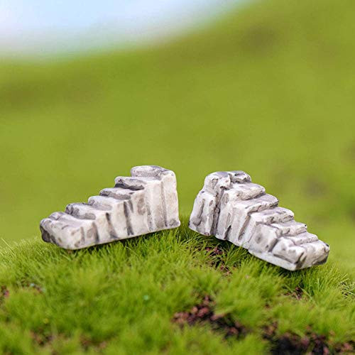 QULONG Garden Ornaments Outdoor 2Pcs Miniature Resin Step Stairs Model DIY Garden Accessories QULONG Garden Ornaments Outdoor 2Pcs Miniature Resin Step Stairs Model DIY Garden Accessories