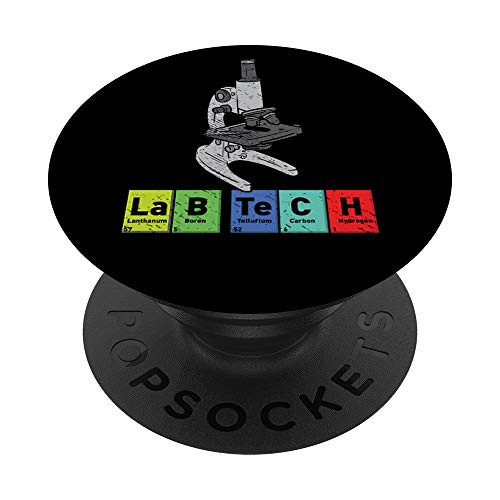 Funny Lab Tech Microscope Biology Scientist Periodic Table PopSockets PopGrip- Swappable Grip for Phones  and  Tablets