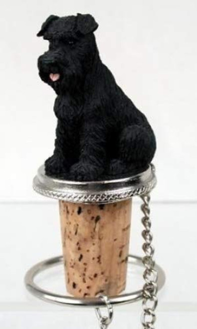 Schnauzer Black Uncropped Wine Bottle Stopper - DTB103A