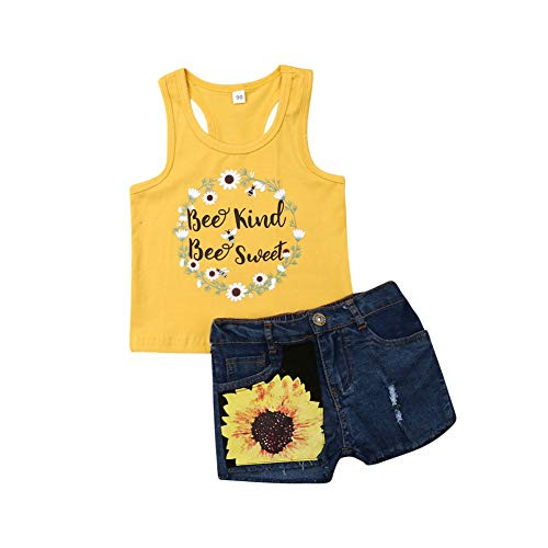 Toddler Kids Baby Girl Jean Shorts Tank Top plusSunflower Denim Shorts 2pcs Fall Summer Outfit Clothes Set -5-6 T Toddler Girl Sunflower Outfit- Toddler Kids Baby Girl Jean Shorts Tank Top plusSunflower Denim Shorts 2pcs Fall Summer Outfit Clothes Set -5-6 T Toddler Girl Sunflower Outfit-