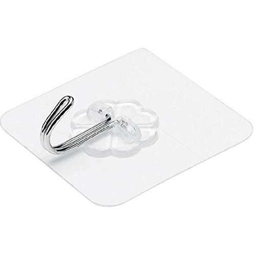 YZBear 10PCS Self Adhesive Hooks Hangers Wall Hooks Transparent Sticky Hook Heavy Duty Reusable Seamless Hooks Waterproof and Oilproof for Kitchen Wall Door Bathroom and Ceiling Hanger