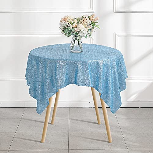 50"x50" Baby Blue Sequin Tablecloth Square Glitter Baby Blue Table Cloths for Birthday Wedding Bridal Baby Shower Party Decorations 50"x50" Baby Blue Sequin Tablecloth Square Glitter Baby Blue Table Cloths for Birthday Wedding Bridal Baby Shower Party Decorations