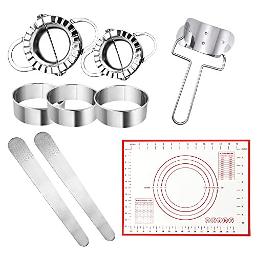 Dumpling Maker Set for Dumplings Stainless Steel Empanada Press Dumpling Mold Set and Cutter Ravioli Empanada Maker Wonton Wrappers for Dumplings Pies Dumplings Wontons Pot Stickers -9 Pcs-