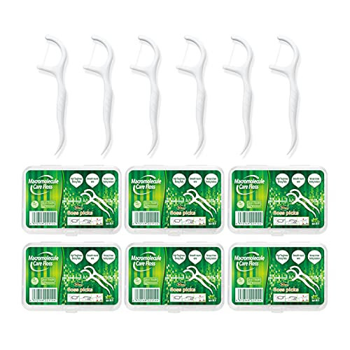 Dental Floss Picks Reusable Flosser Unflavored Dental Floss  and  Toothpicks Floss Picks for Adults  and  Kids with 5 Portable Floss Travel Cases -Mint 300 S2-
