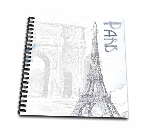3D Rose Paris Arc de Triomphe and Eiffel Tower on White Background Illustration Drawing Book