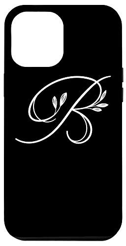 iPhone 12 Pro Max Initial B Flower Monogram Design Retro Cute Floral Letter B Case