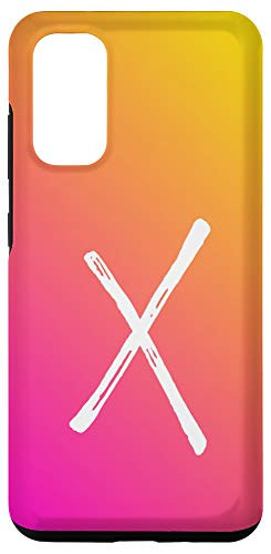 Galaxy S20 Initial X Phone Case Ombre Pink to Orange Sunrise Letter X Case